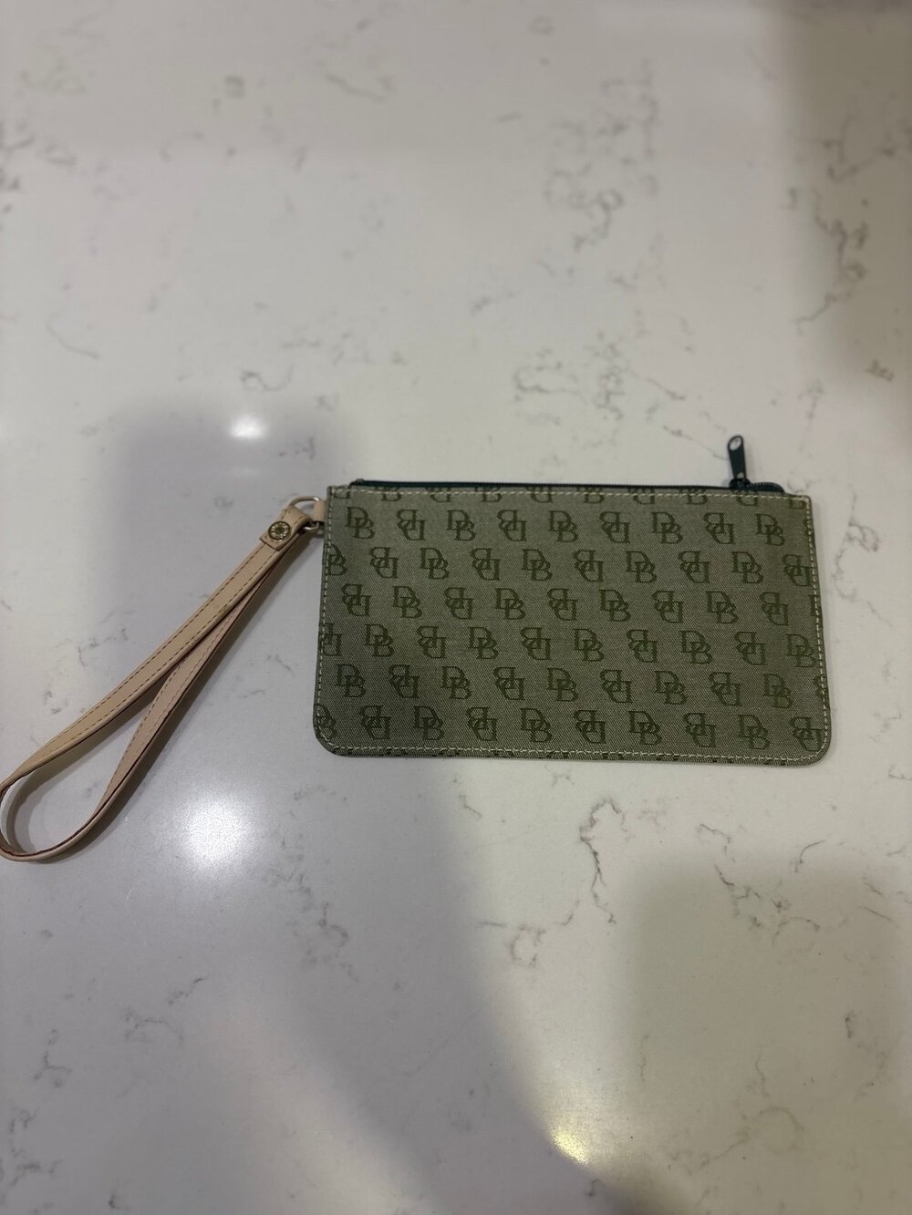 Dooney & Bourke Olive Signature Monogram Canvas Wristlet